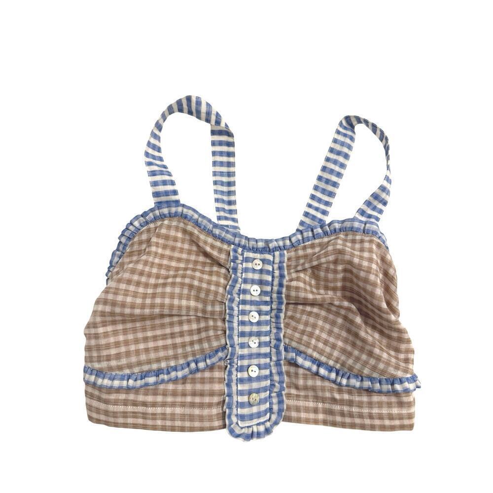 Gingham seersucker Kurt Lyle crop top bra top small